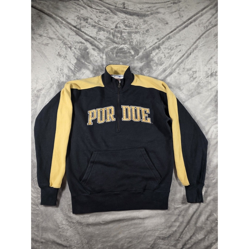 Vtg Purdue University‎ Champion Pullover Fleece Sweatshirt Men's Small 1/2 Zip